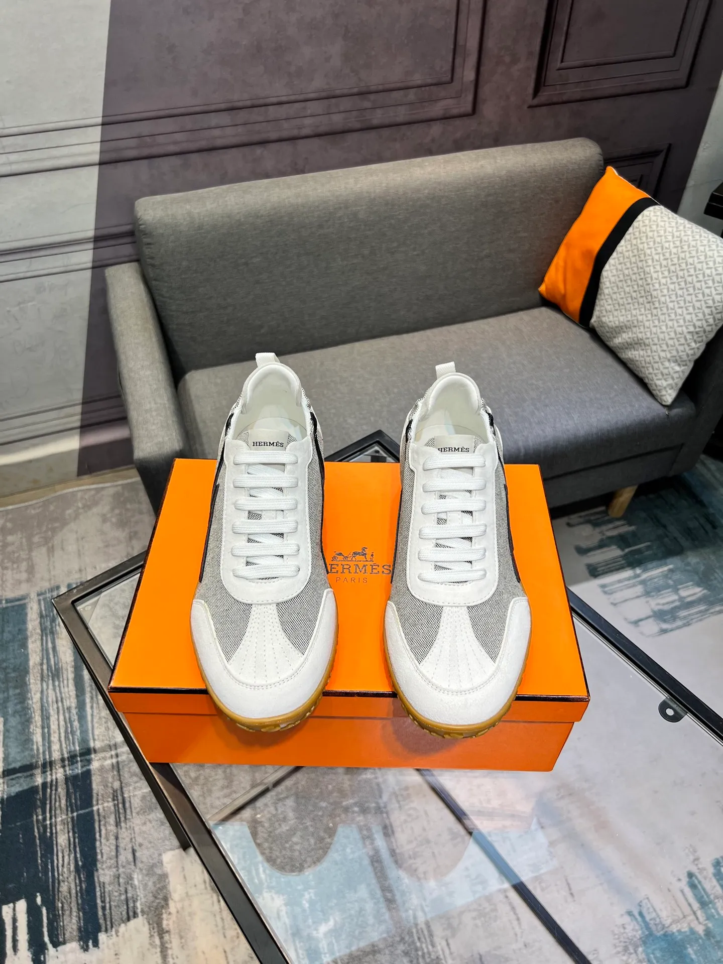 Men's shoes 💰700 [HERMES] Hermès - High-end quality original order 🔍🔍 - Upper: 🔝 cowhide suede splicing design - Inner lining: imported mixed sheepskin - Outsole: TPR foam · Rubber: two-color combined molding outsole - Super high quality control · Fine workmanship: highlighted (high-end, luxury, grade) -Size: 38-44 (45, 46, can be customized)